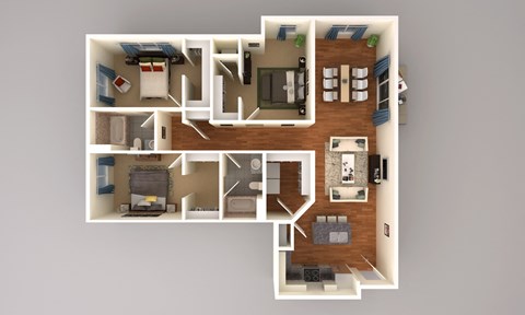 Floor plan for 3 beds, 2 baths, 1465 sqft